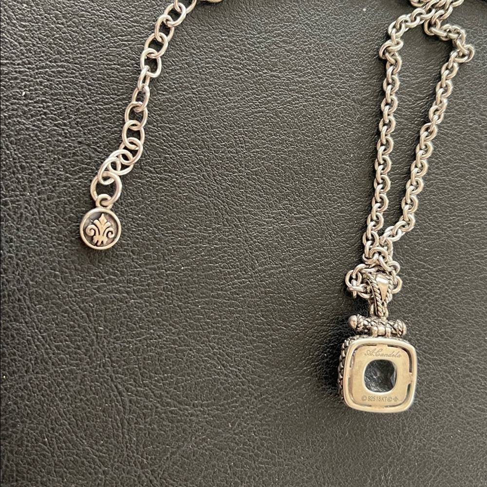 Andrea Candela Sterling necklace with blue topaz, diamonds 18k - like Yurman - Picture 8 of 8